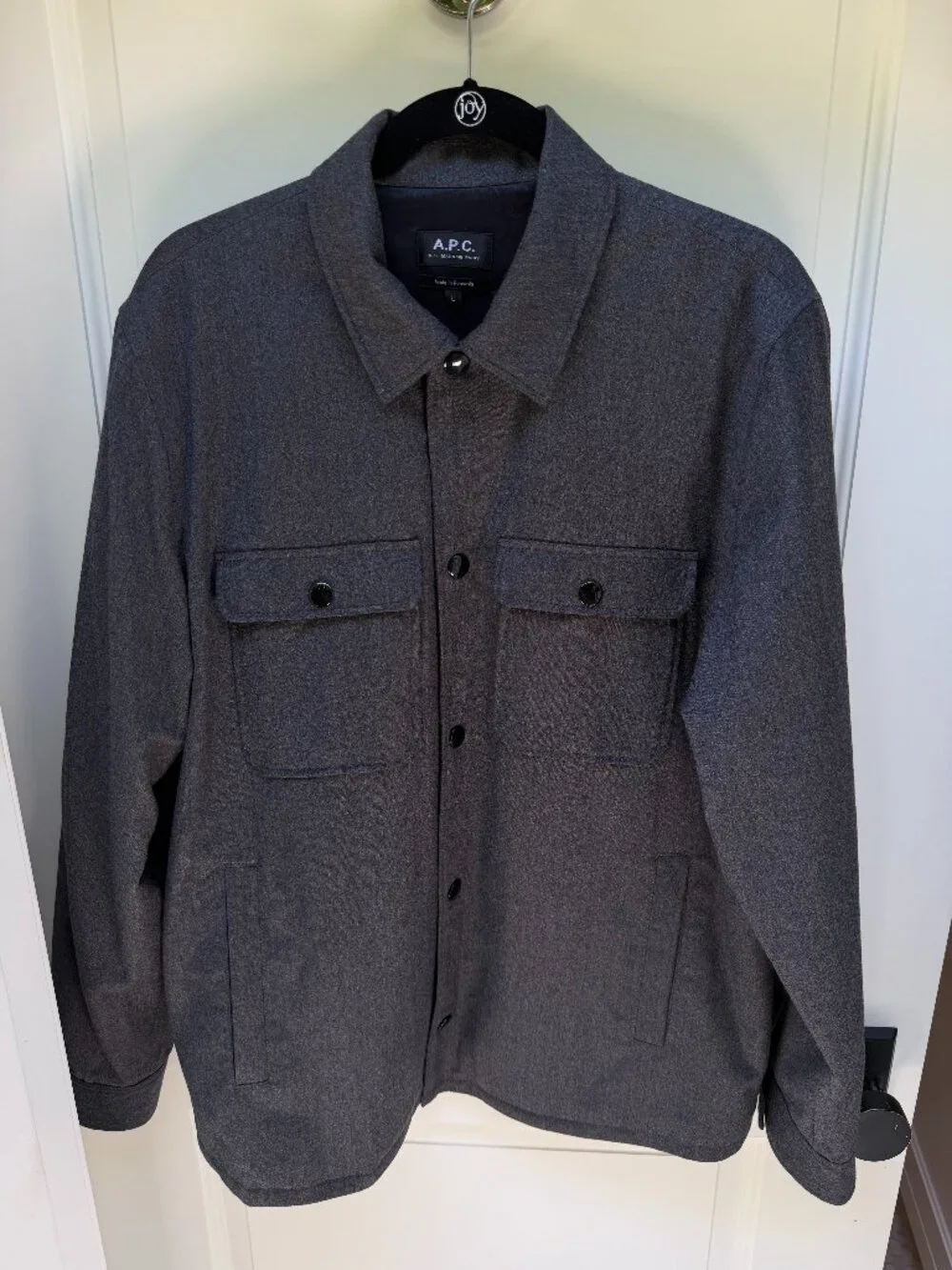 A.P.C. Grey Wool Overshirt Shirt Jacket CPO Coat